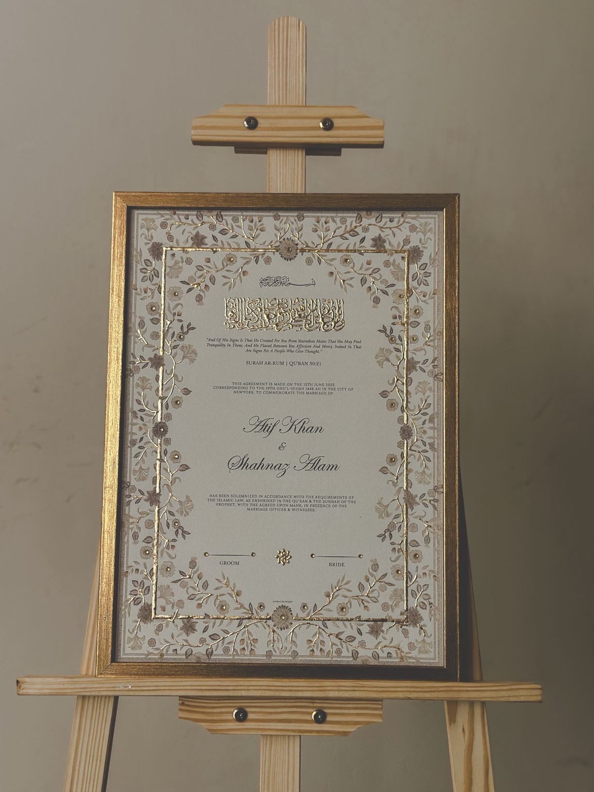 Handcrafted Nikkah Contract