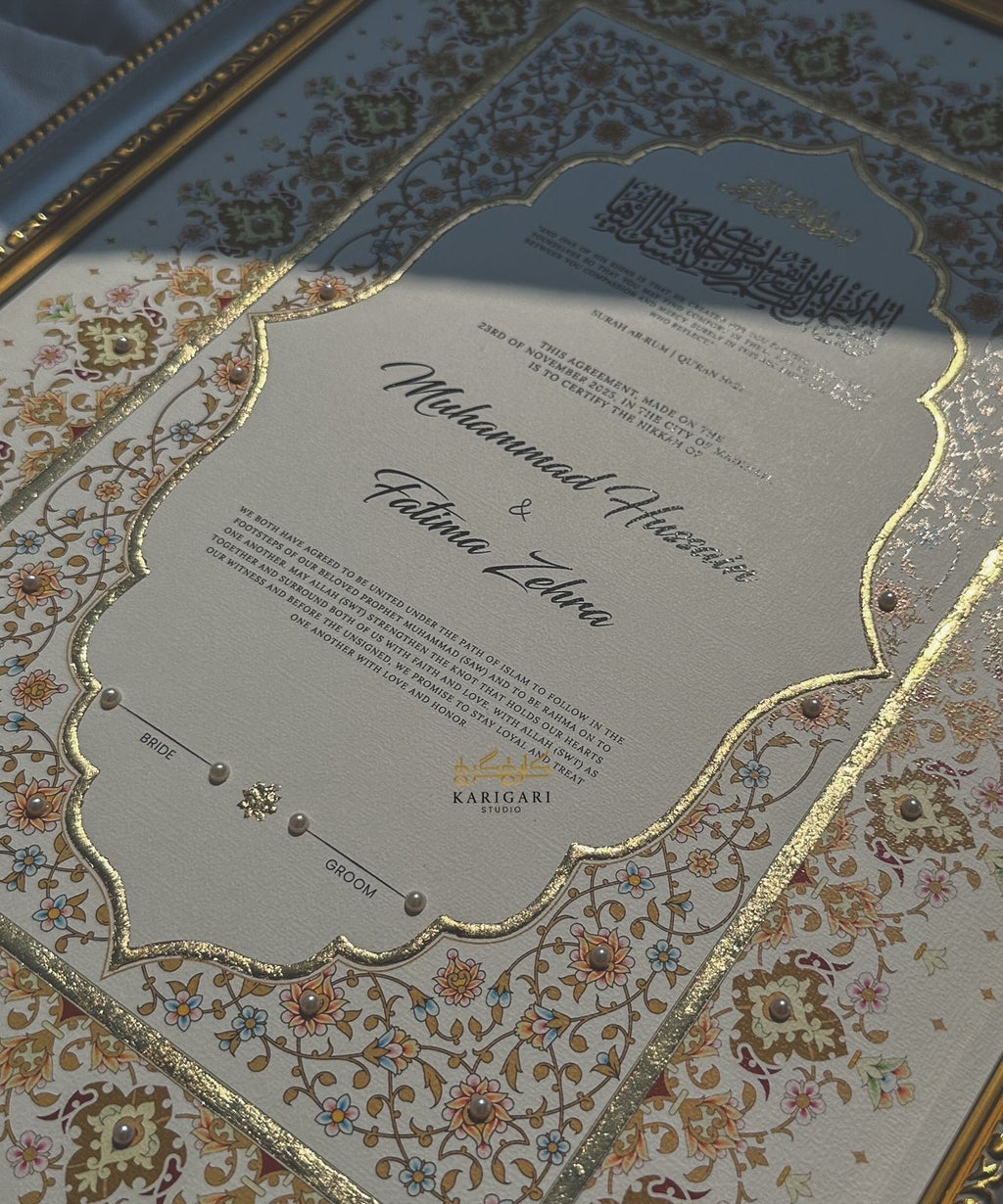 Royal Handcrafted Nikah Certificate