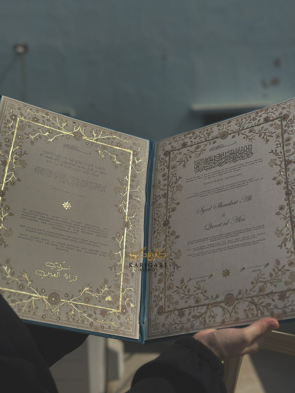 Nikkah Velvet Luxe Folder – Gold Embellished Premium Edition