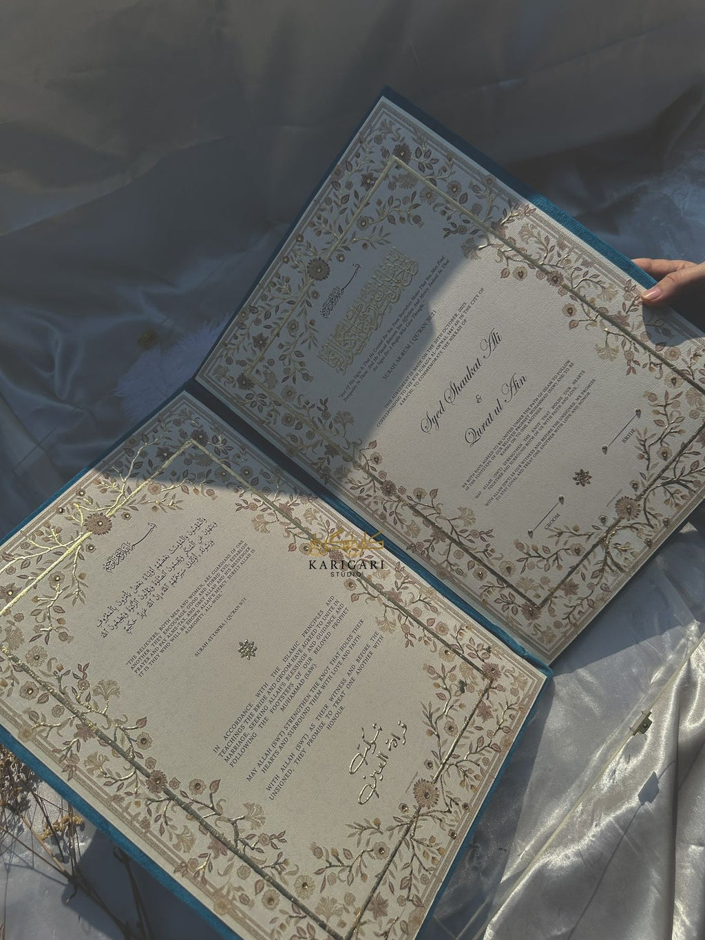 Nikkah Velvet Luxe Folder – Gold Embellished Premium Edition